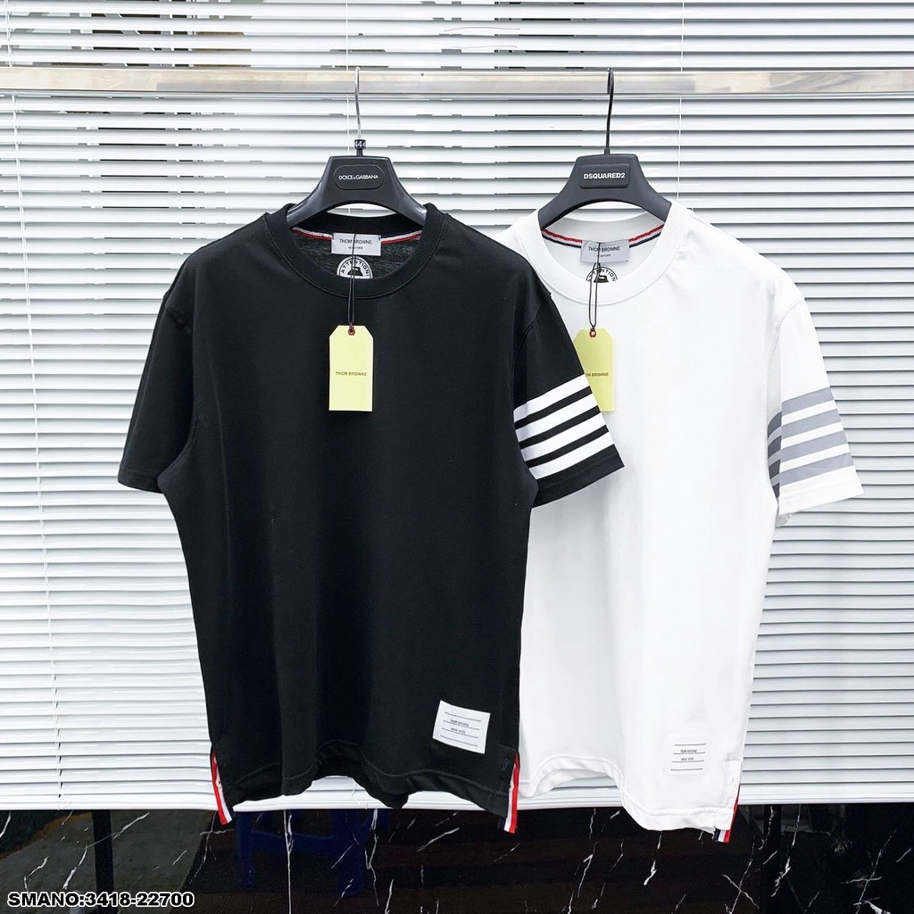 Áo Phông Ngắn Tay THOME Kẻ 4 Sọc Cánh tay Cao Cấp.