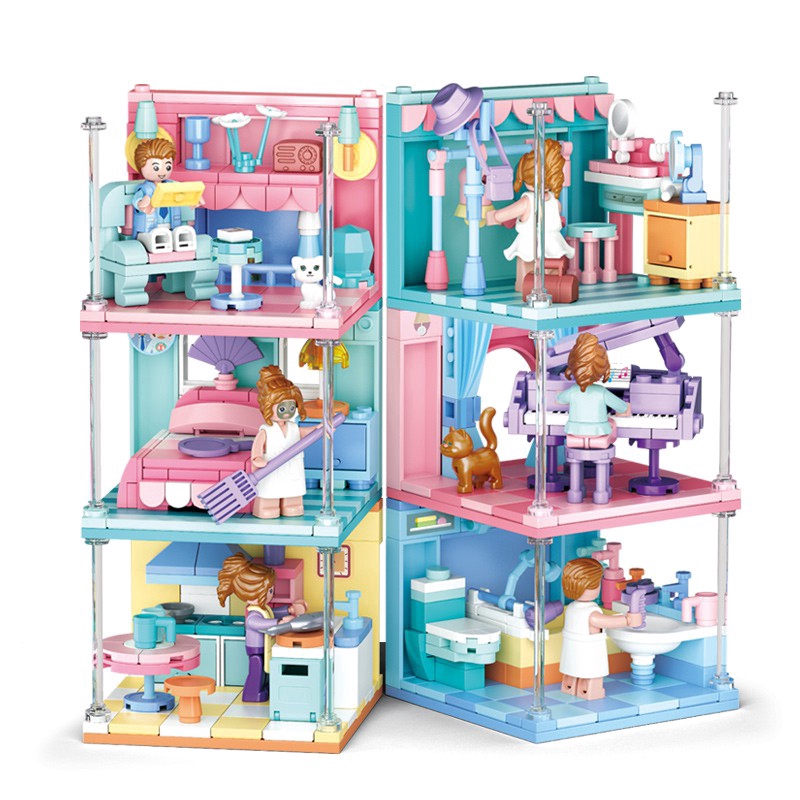 Bộ đồ chơi lắp ráp mô hình ngôi nhà 6 trong 1 mini dành cho trẻ em