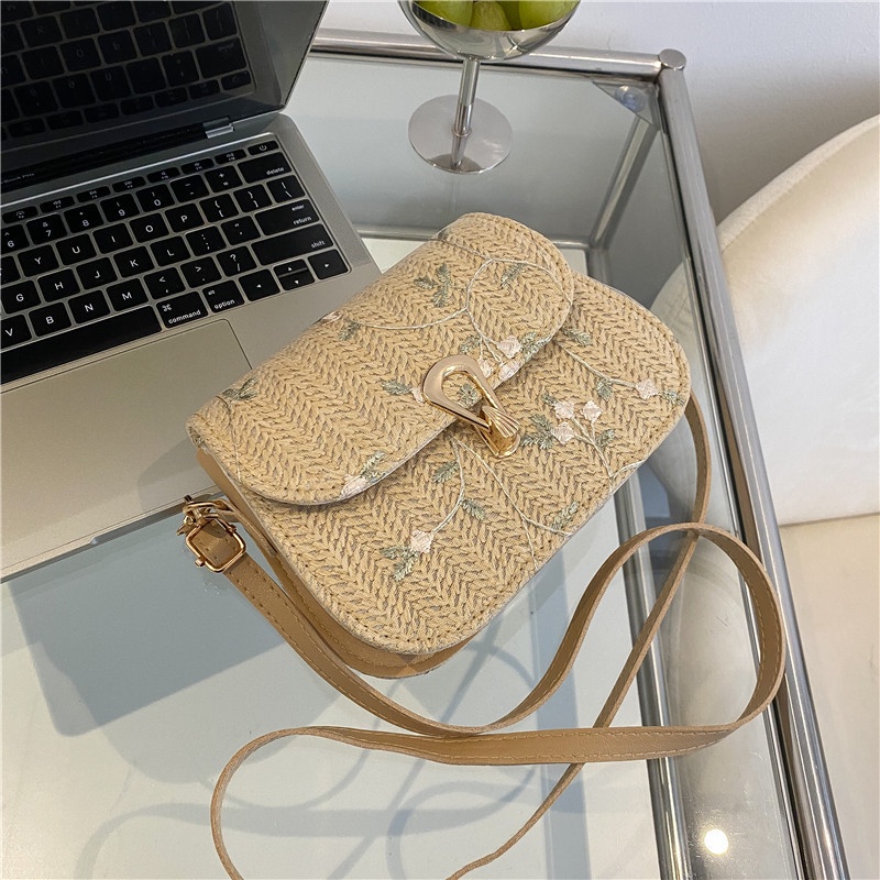 Túi Đeo Chéo Vai Đan Rơm Thời Trang Sành Điệu Dễ Phối Đồ Cho Nữ