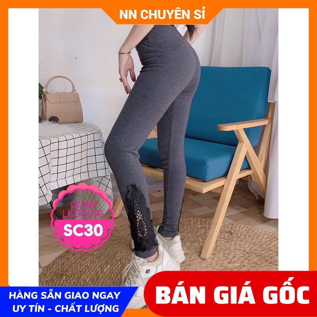 QUẦN LEGGING THUN CAO CẤP PHỐI REN CỰC XINH SC30 ⚡100% ẢNH THẬT⚡