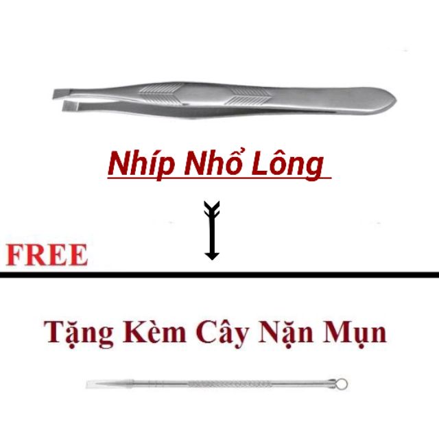 Nhíp Nhổ Lông Tiện Dụng Tặng Cây Nặn Mụn 2 Đầu