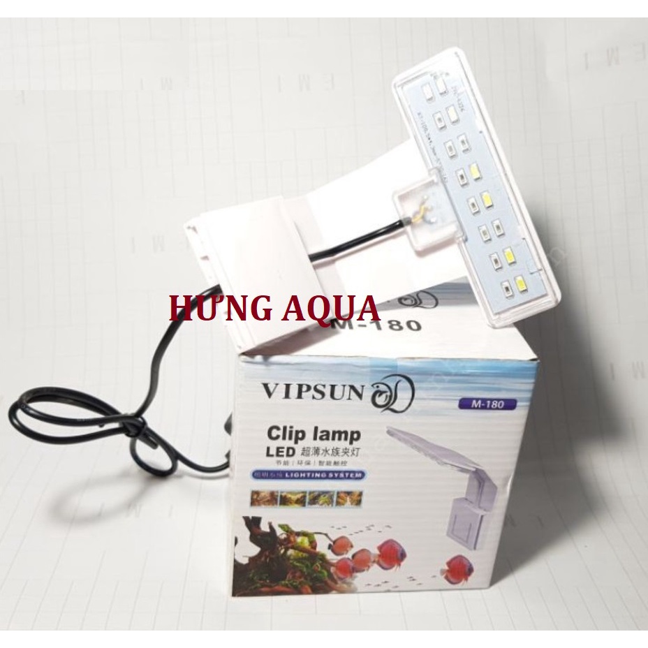 Đèn led bể cá, đèn led kẹp siêu sáng dáng mỏng M-280 Vipsun cho bể dưới 45cm (chính hãng)