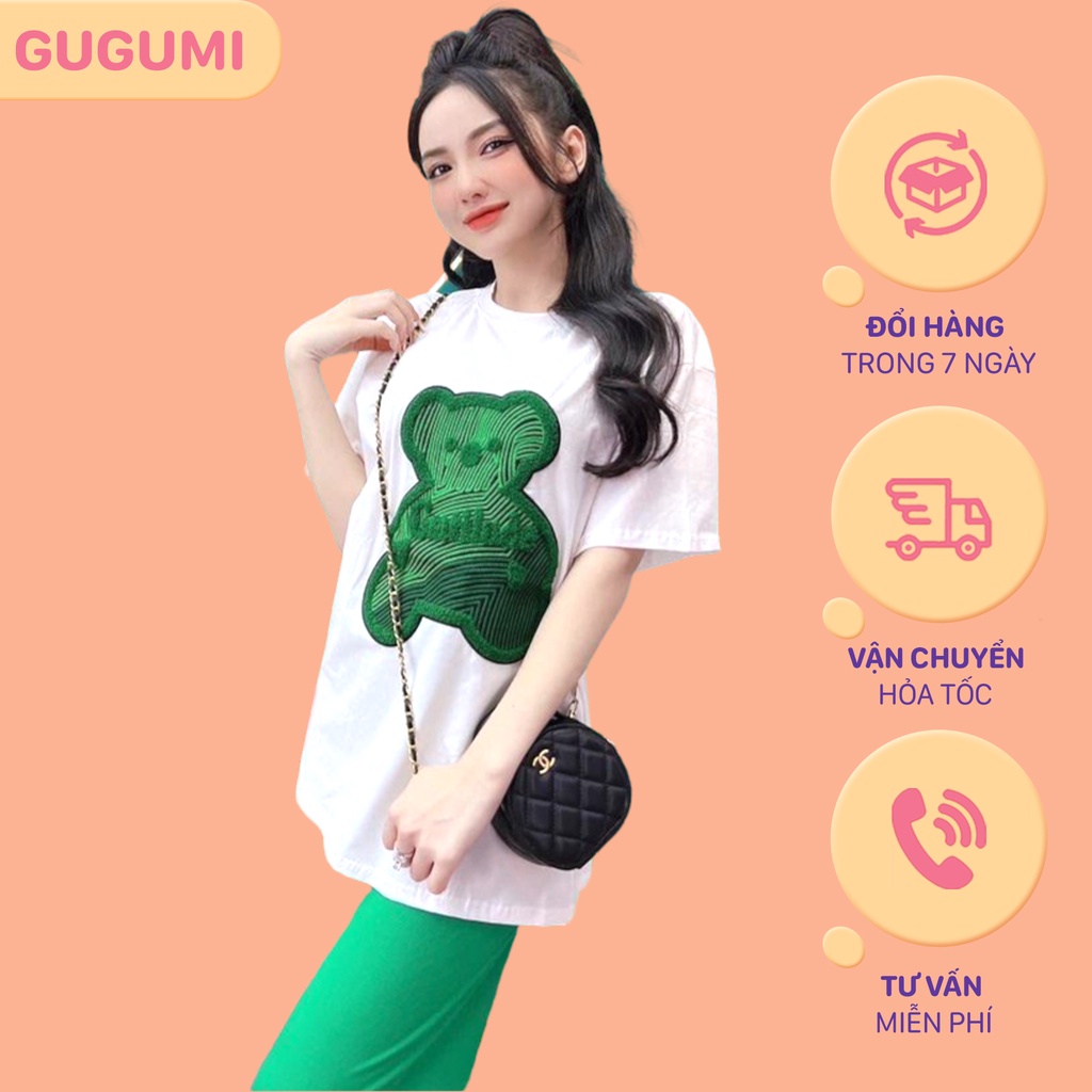 Đồ bộ gấu dài tay ngắn quần ống suông mặc ở nhà