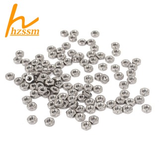 Set 100 Đai Ốc M2 Lục Giác Bằng Thép Không Gỉ 304 Chất Lượng Cao