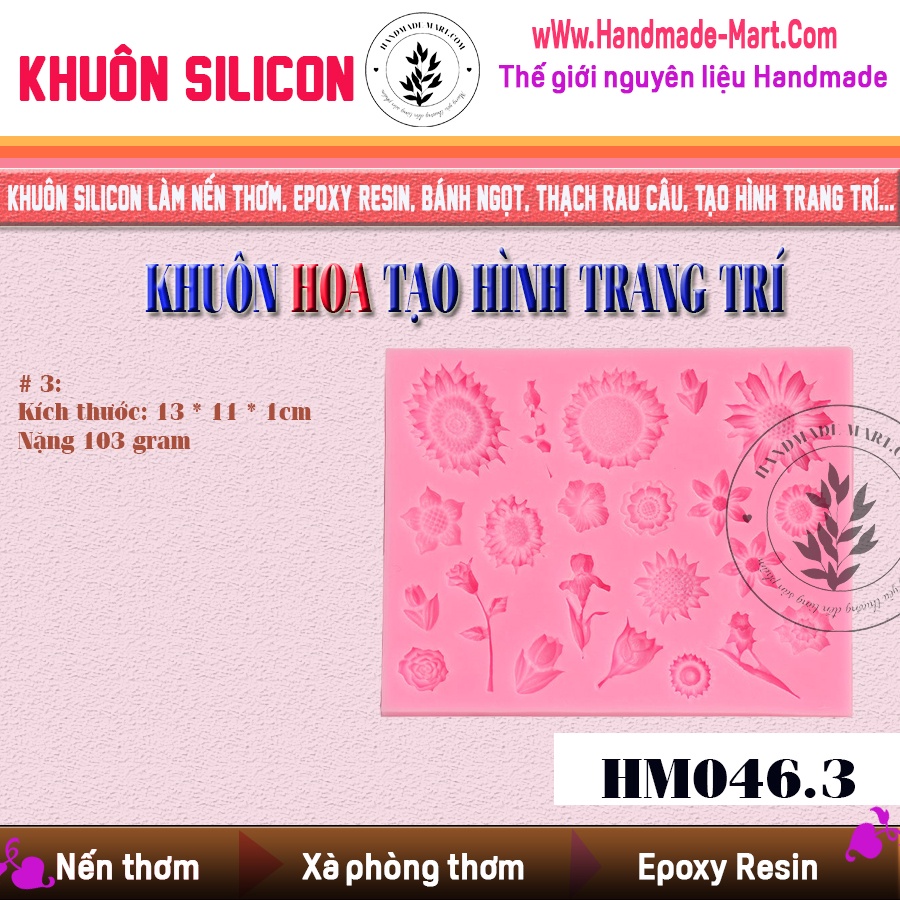 Khuôn silicon hoa nhí đủ loại dùng tạo hình trang trí handmade đẹp - HM046