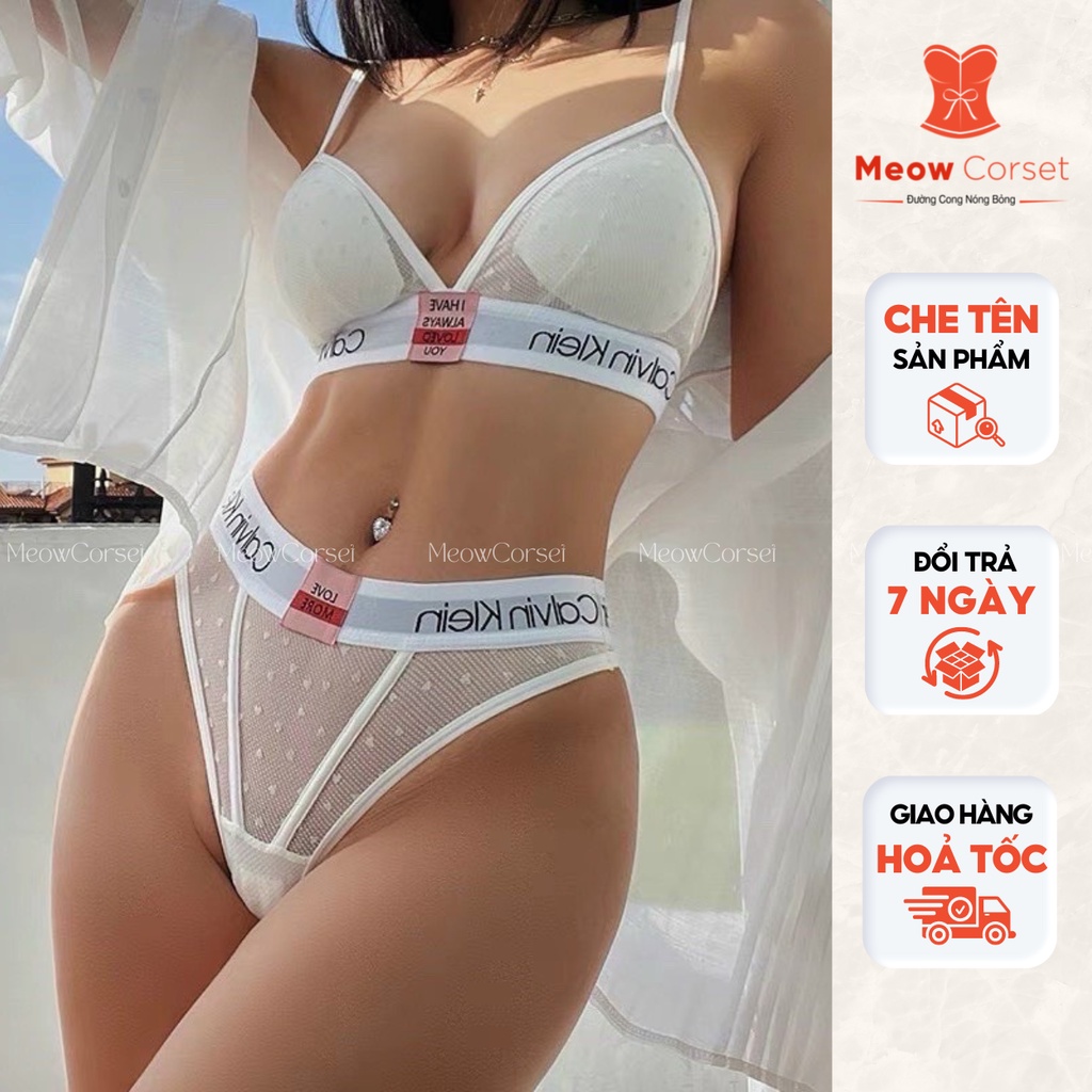 Bộ đồ lót CK cao cấp sexy có mút không gọng 8088 [MEOW Corset]