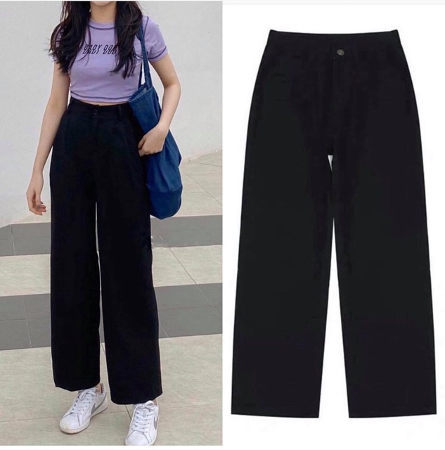 Quần Tây Đen Ống Rộng/Simple Pants ❤️/Freeship 99k ❤️