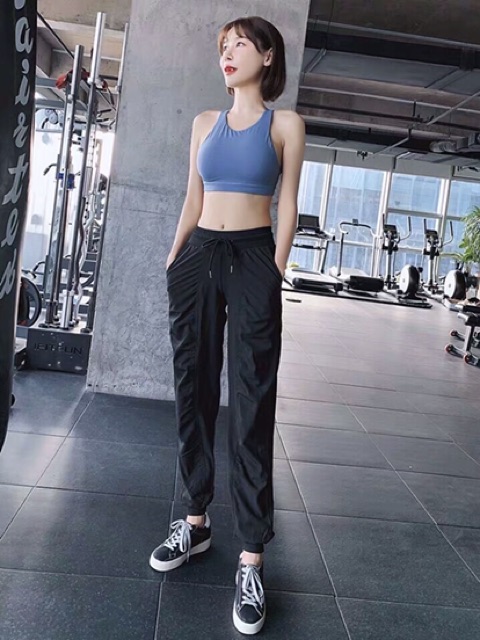 Quần Jogger thể thao nữ chất dù kiểu nhún tập gym, zumba