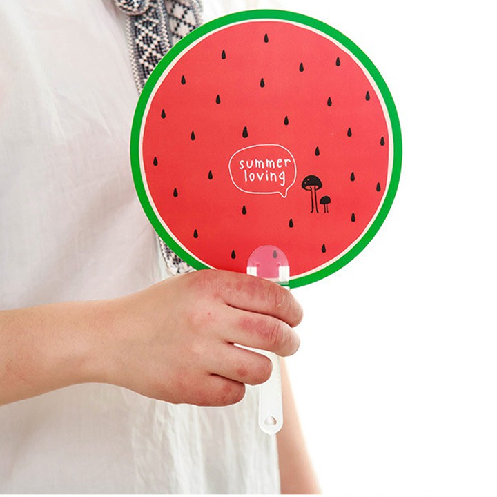 Quạt nhựa cầm tay cute dễ thương hình thú hoa quả – Quạt tròn cầm tay BTS