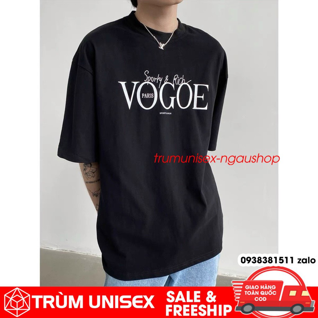 Áo thun unisex áo phông nam rộng VOGOE kèm áo thật vải cotton đen trắng Trùm Unisex | BigBuy360 - bigbuy360.vn