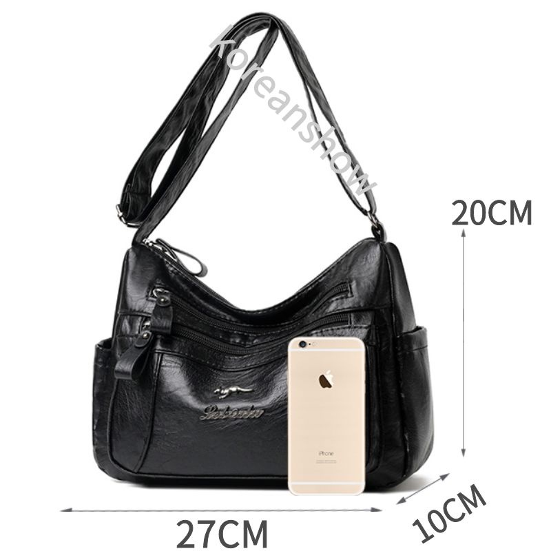 Túi xách nữ Túi đeo chéo vai bằng màu đen phong cách Hàn Quốc dành cho nữ-77