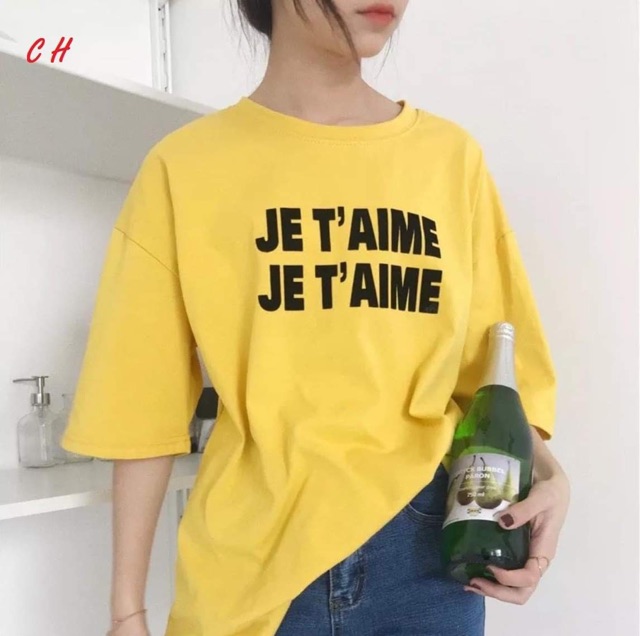 Áo phông Je T'Aime chữ ngực COH0919