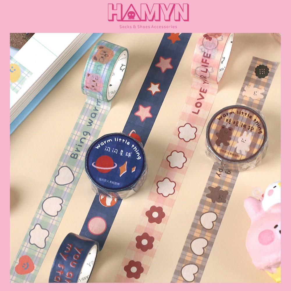 Băng Dính Washi Tape Hàn QuốcTrang Trí Học Tập Sổ Planner Bullet Journal A07 - HAMYN