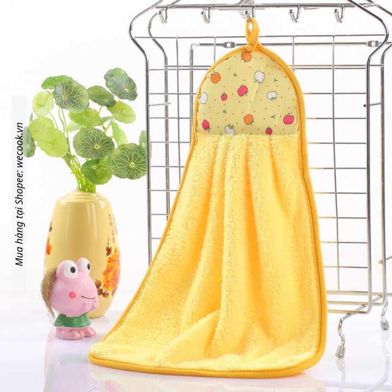 Khăn lau tay nhà bếp WeCook có móc treo chất liệu sợi nhung bông mềm mại siêu thấm nhanh khô