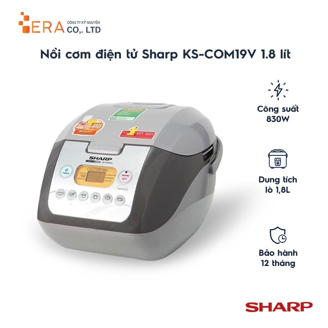 [Mã ELHADEV giảm 4% đơn 300K] Nồi cơm điện tử Sharp KS-COM19V 1.8 lít