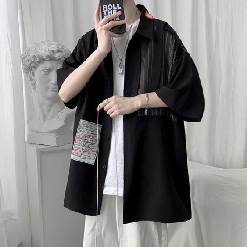 Áo Sơ Mi Tay Ngắn Kẻ Sọc Thời Trang Hàn Quốc Cho Nam