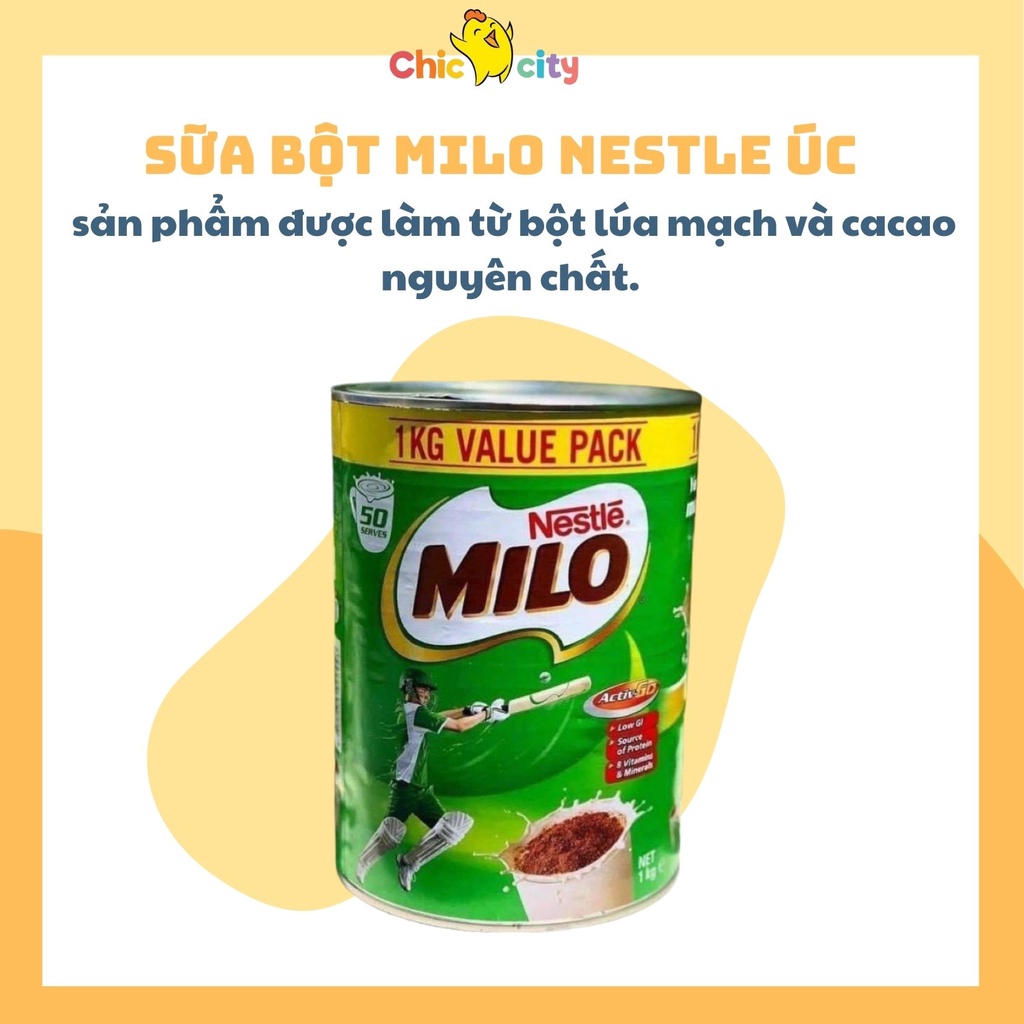 Sữa Bột Milo Nestle Úc Nhập Khẩu Cung Cấp Dinh Dưỡng Cho Trẻ Hộp 1kg