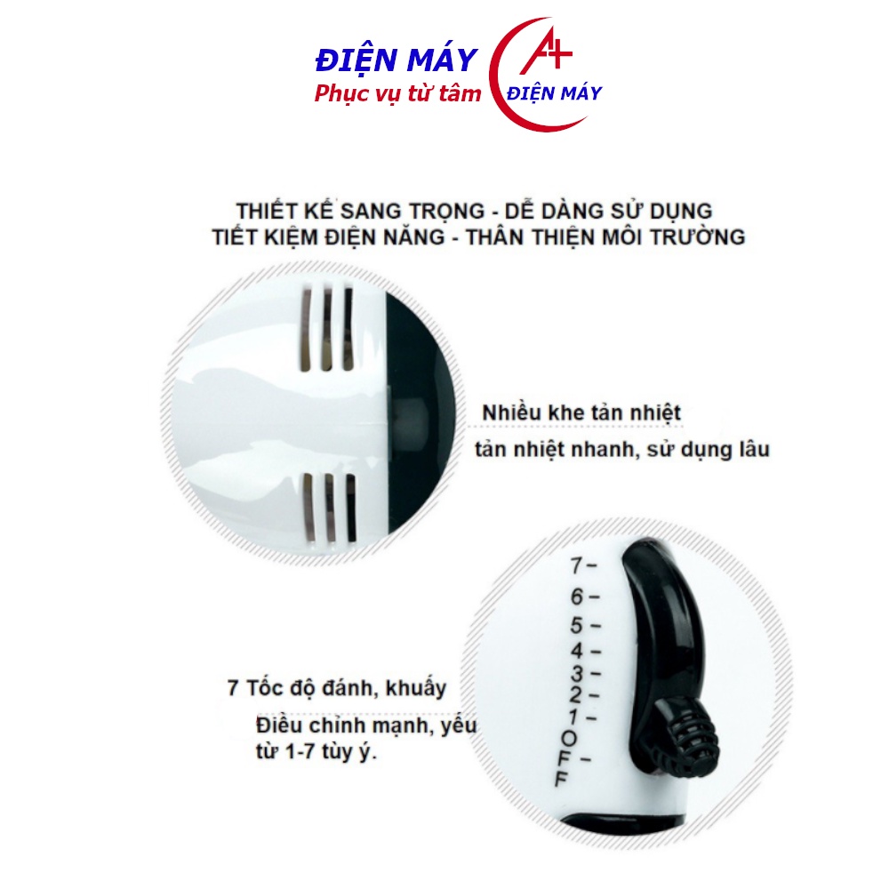 Máy Đánh Trứng Cầm Tay Mini Trộn Bột 7 Tốc Độ Công Suất 180W