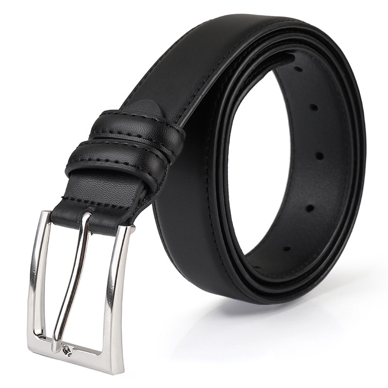Thắt lưng ulzzang unisex BROO mặt kim vuông bạc, dây nịt lưng da PU đẹp bản dây 2.8cm cho nam nữ