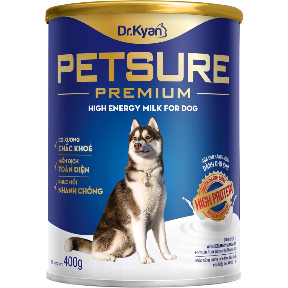 Sữa bột cao cấp cho chó mèo Petsure Premium lon sắt 400g - Dr.Kyan