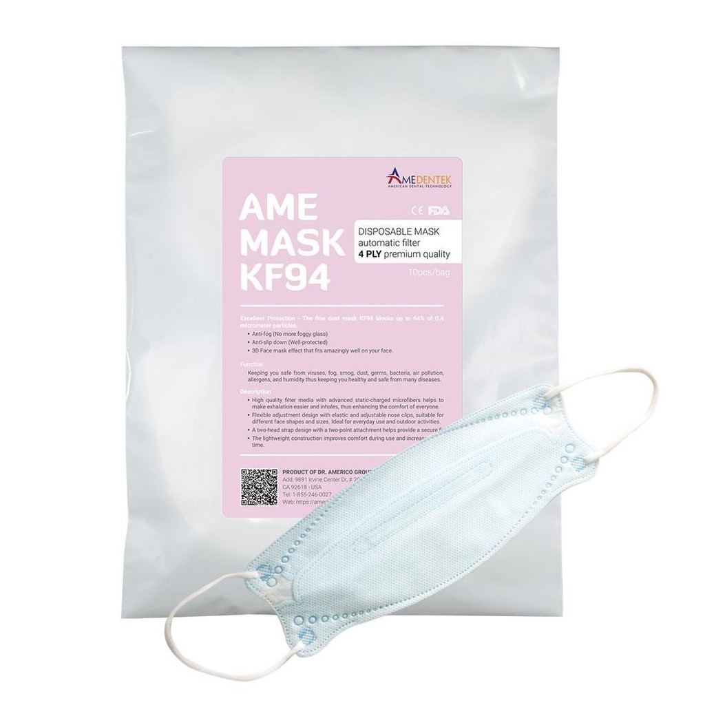 Khẩu Trang 4D Ame Mask KF94 của Mỹ 4 Lớp Chống Nước Chống Vi Khuẩn Lọc 94% Bụi Bẩn Có thể tái sử dụng (1 Cái)