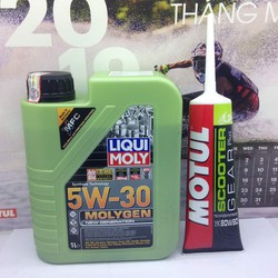 Combo Nhớt Liqui Moly 5W30 Molygen và tuýp láp Motul 120ml