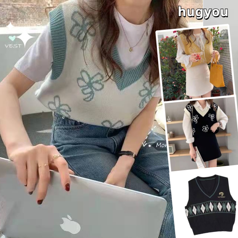 MỚI Áo khoác len cổ chữ v dáng rộng phong cách hàn quốc