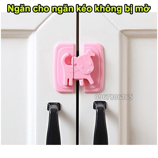Chốt khoá tủ lạnh, tủ đồ cao cấp hình thú nhiều màu - Loại vỉ tiện lợi