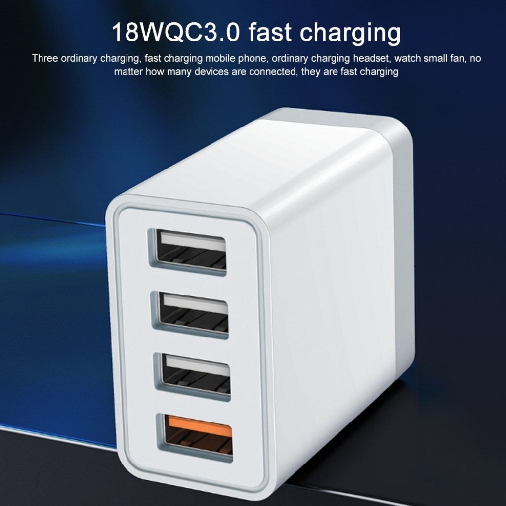 CHÍNH HÃNG  Củ sạc 4 cổng USB QC3.0 4 18W WK WP-U125 Dòng Youpin , sạc Nhanh, Phích Cắm 4 cổng