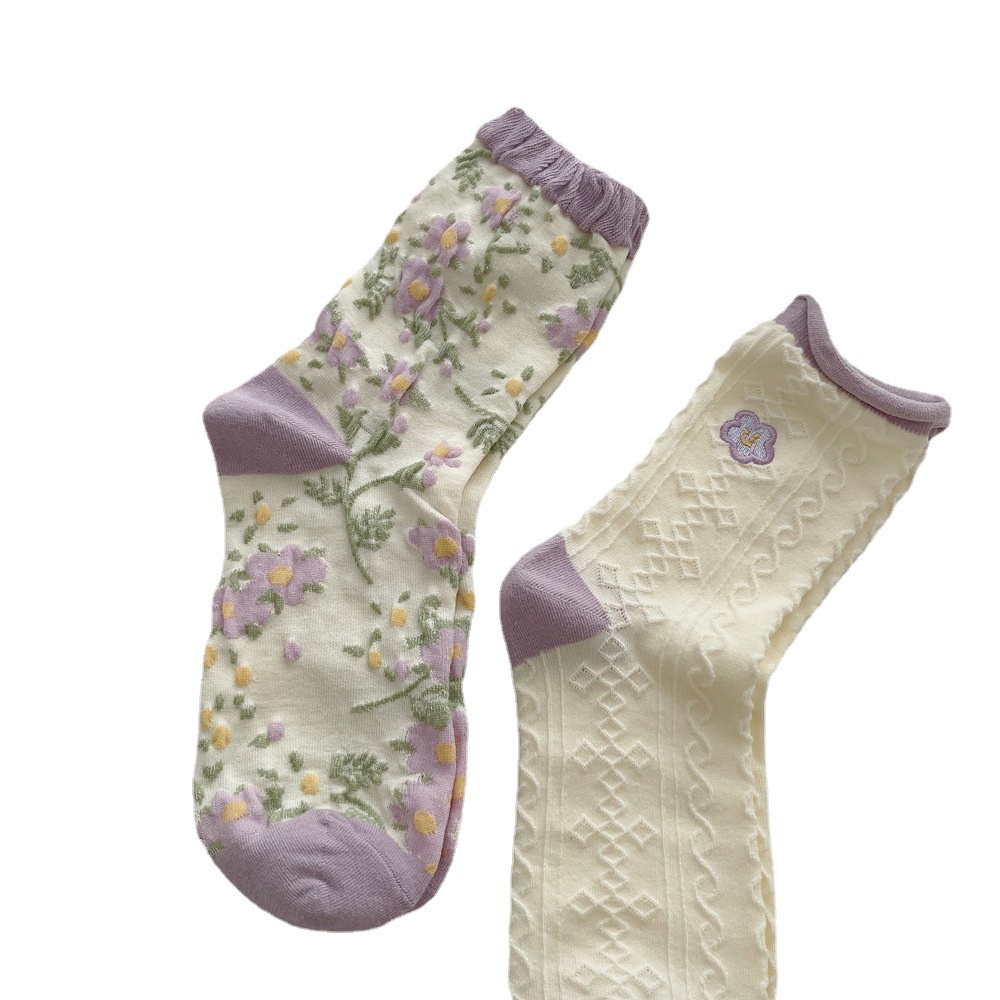 Vớ WAFNHA D634 cotton họa tiết hoạt hình phong cách Hàn Quốc thời trang dành cho nữ