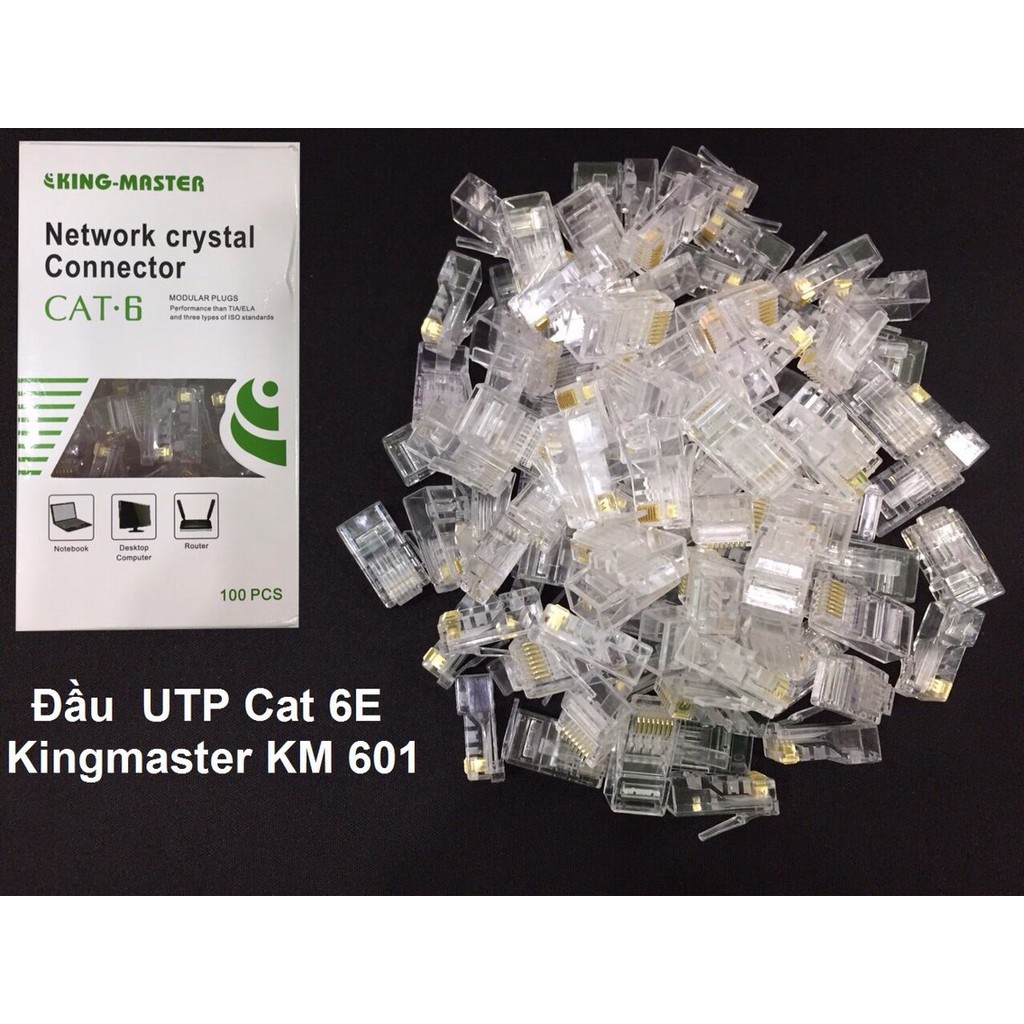 ĐẦU MẠNG CAT 6 RJ45 NHỰA KINGMASTER KM 601 , BỌC NHÔM CHỐNG NHIỄU KM 612