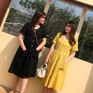 Đầm midi nút gỗ