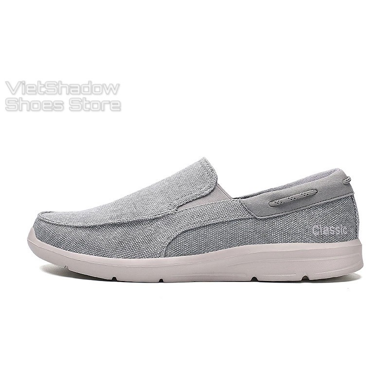 Slip on giày lười vải nam chất liệu đế bằng EVA êm nhẹ, mũ giày bằng vải thô 4 màu siêu đẹp - Mã 8080