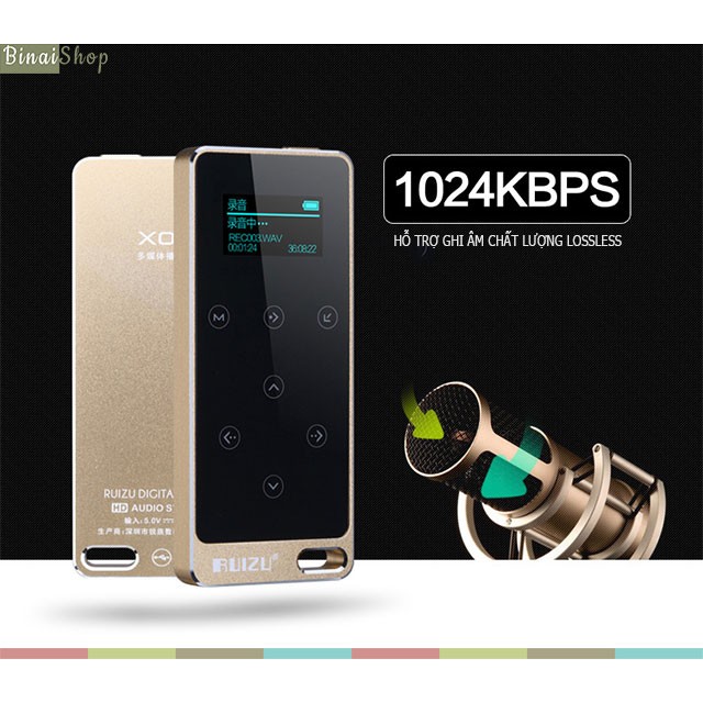 [Mã 155ELSALE giảm 7% đơn 300K] Máy nghe nhạc MP3 Lossless RUIZU X05 (Vàng)