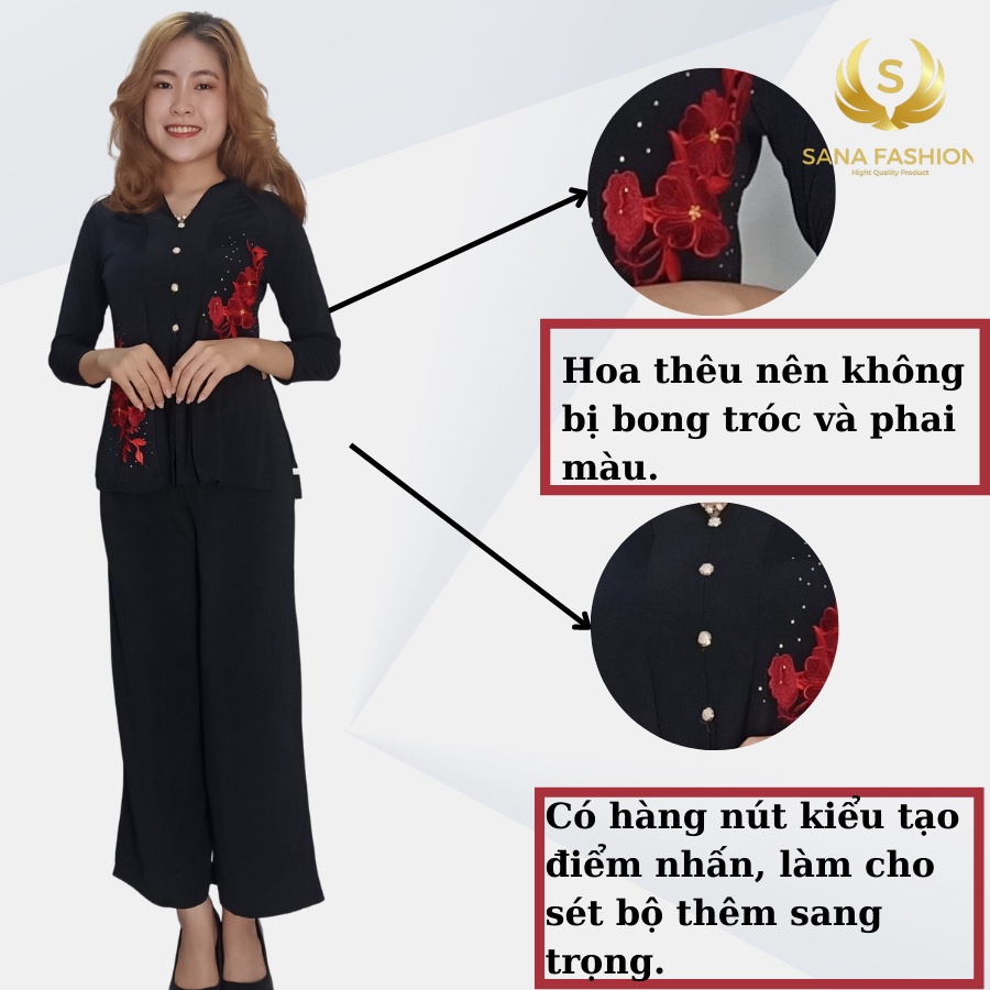 Đồ lam đi chùa nữ bộ bà ba mặc nhà cho mẹ chất thun cao cấp hàng thiết kế BB01