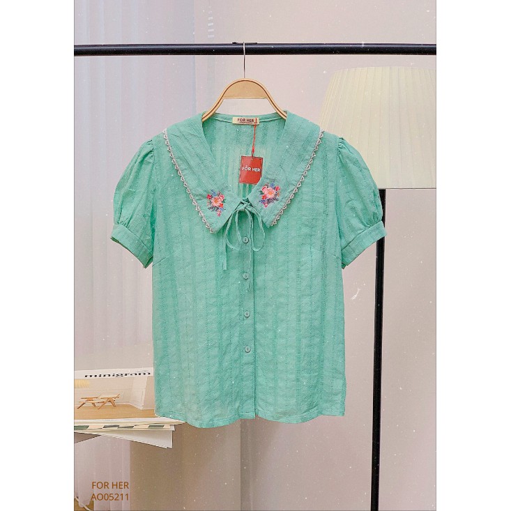 Áo cổ nhọn viền ren AO0521