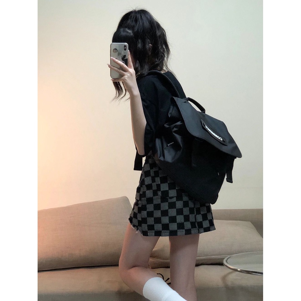 Chân váy jean Chữ a Lưng Cao Phong Cách retro Thời Trang Hàn Quốc