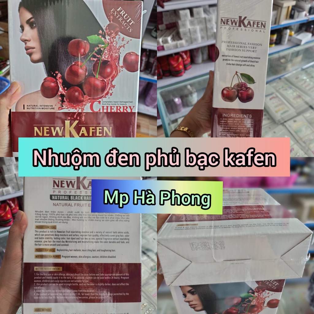 [Chính hãng] Nhuộm Đen Phủ Bạc Thảo Dược Kafen Cherry Hai Màu Đen Và Nâu, Không Dính Da Đầu, Không Phai Đỏ 500mlx2(MPHP)