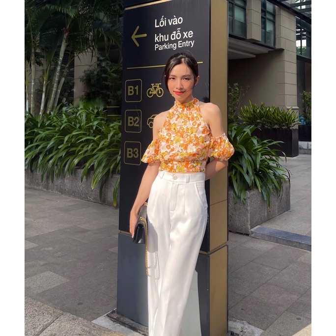 ZIEL Áo croptop nữ hoa tay bồng | Puff Floral Top