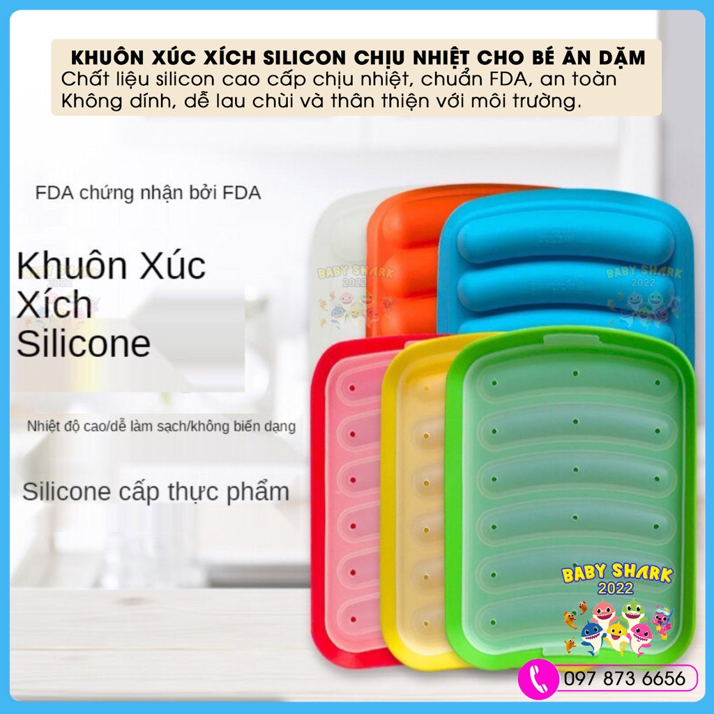 Khuôn xúc xích silicon chịu nhiệt làm xúc xích, lạp xưởng cho bé ăn dặm