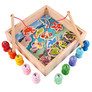 Bộ đồ chơi câu cá gỗ nam châm 3D cho trẻ em