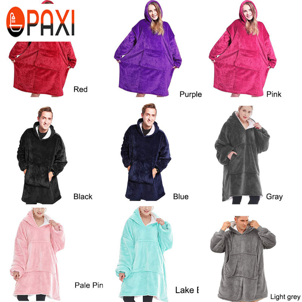 Chăn PAXI Áo Hoodie Siêu Mềm Có Túi Lớn Vải Flanen Ấm Cúng Thoải Mái Quá Khổ Unisex Có Mũ Trùm Đầu Mặc Được-168