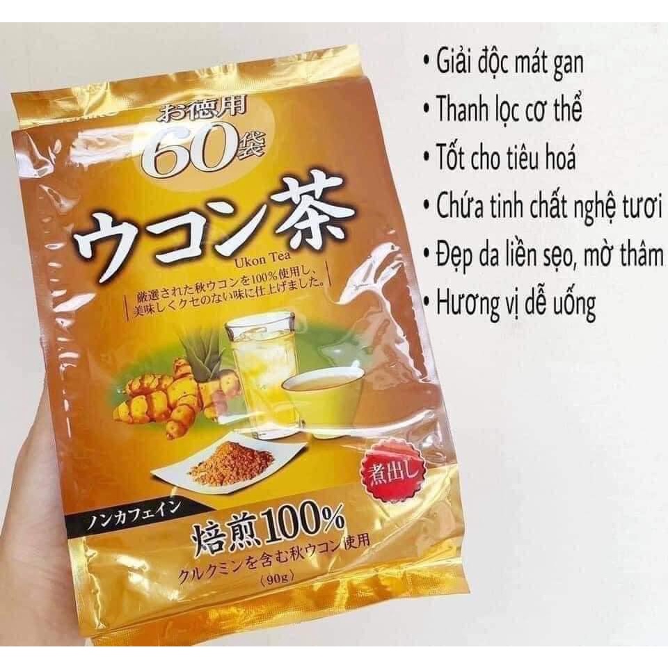 Trà nghệ Ukon Tea Orihiro Nhật Bản 60 gói - Trà nghệ giúp giải độc gan, bài tiết độc tố, phục hồi chức năng gan, tụy