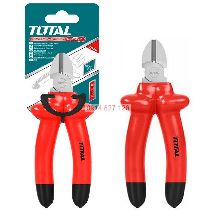 Kìm cắt cách điện 1000V TOTAL THTIP261 6inch (150mm) thép CrV siêu bền cứng, Bh 6 tháng