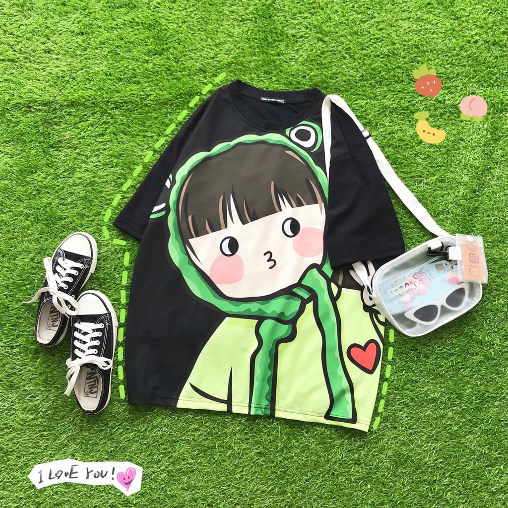Áo thun tay lỡ ❤️ Áo phông Unisex BÉ MŨ XANH in 3D form rộng Freesize Molly Fashion
