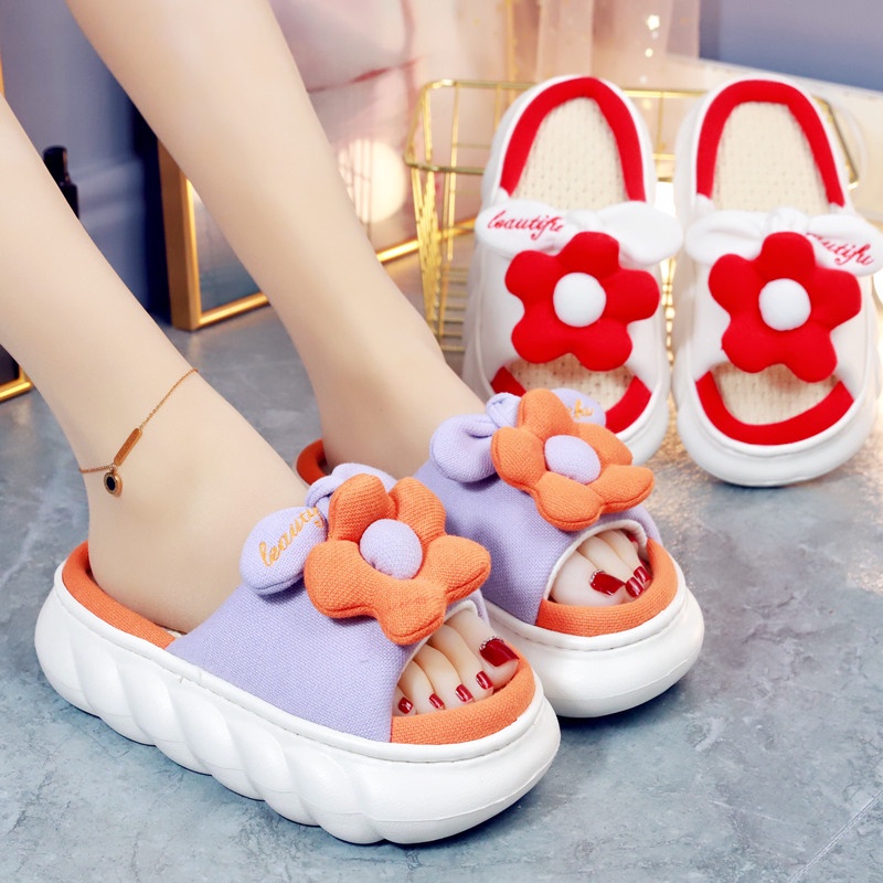 Dép bông xinh đế cao su dày mút êm nhẹ đi là đẹp