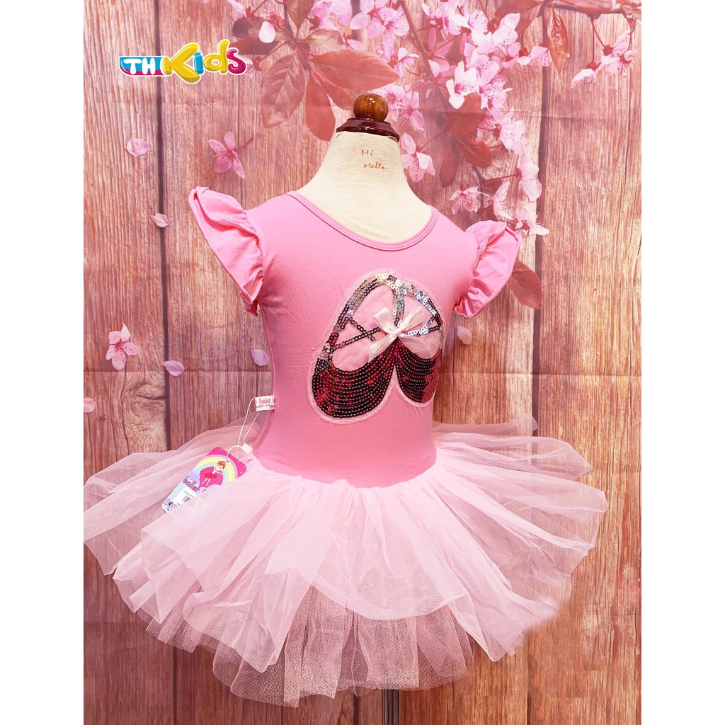 Váy Múa Ballet Trẻ Em Mẫu Thêu Kim Sa Hình Giày Chân Váy Xòe