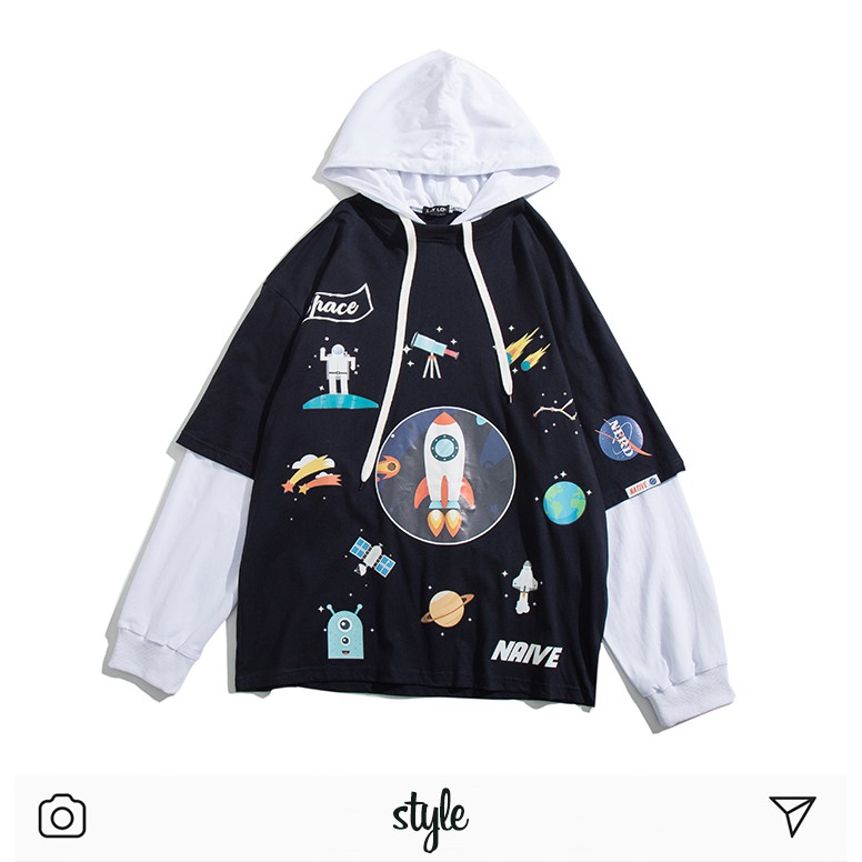 Áo Hoodies Họa Tiết Funky Space Không Gian phi Hành Gia Nelly