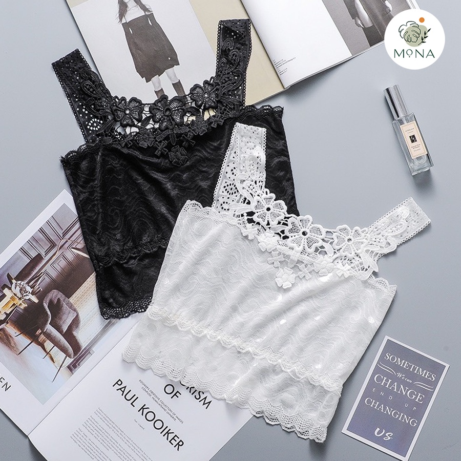 Áo Lót Nữ - Áo Bra Gym Yoga Ren Dáng Croptop Tặng Kèm Đệm Mút BR063