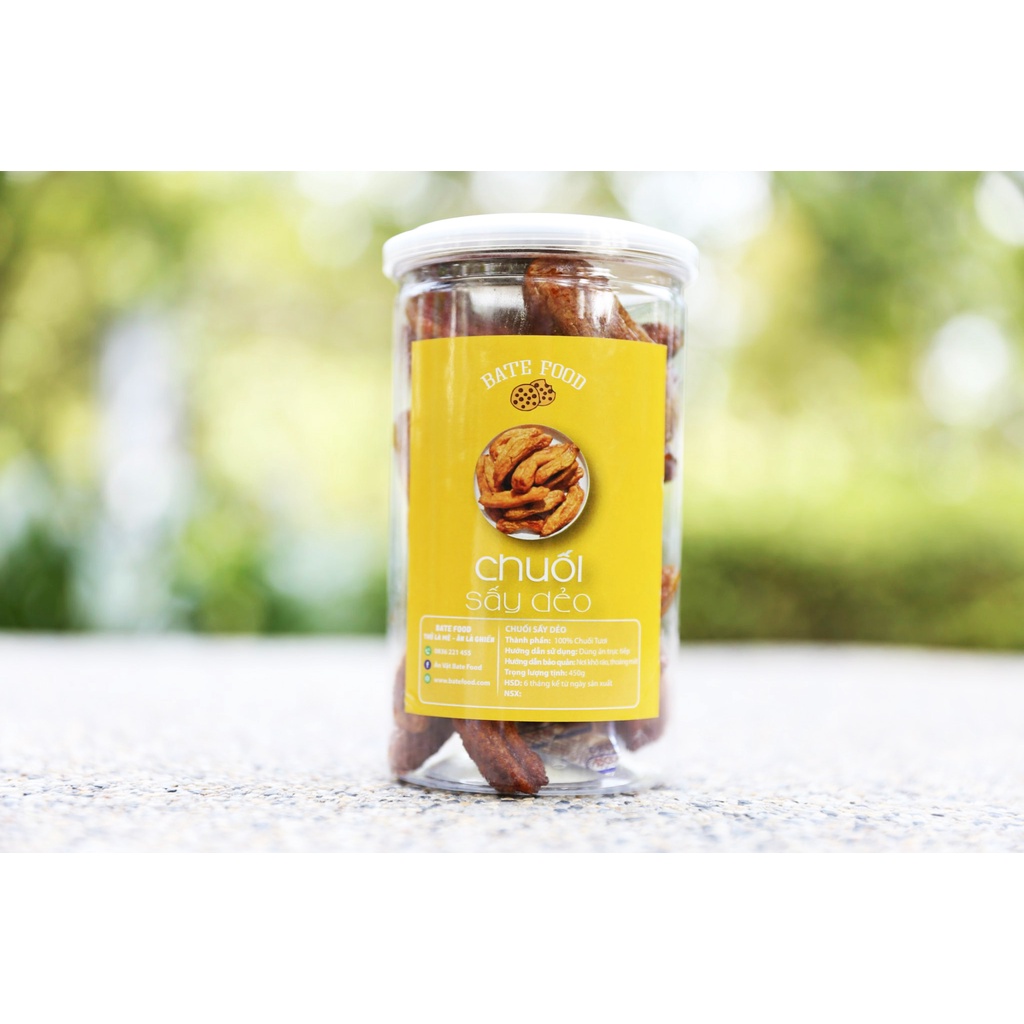 Chuối Sấy Dẻo Đà Lạt Hũ 450g, Hàng Loại 1, Ngọt, Không Chất Bảo Quản